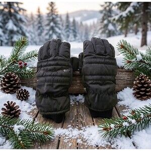 Vintage Kombi Gore-Tex Thinsulate Ski Gloves Mens XL Black Leather Palm 90s